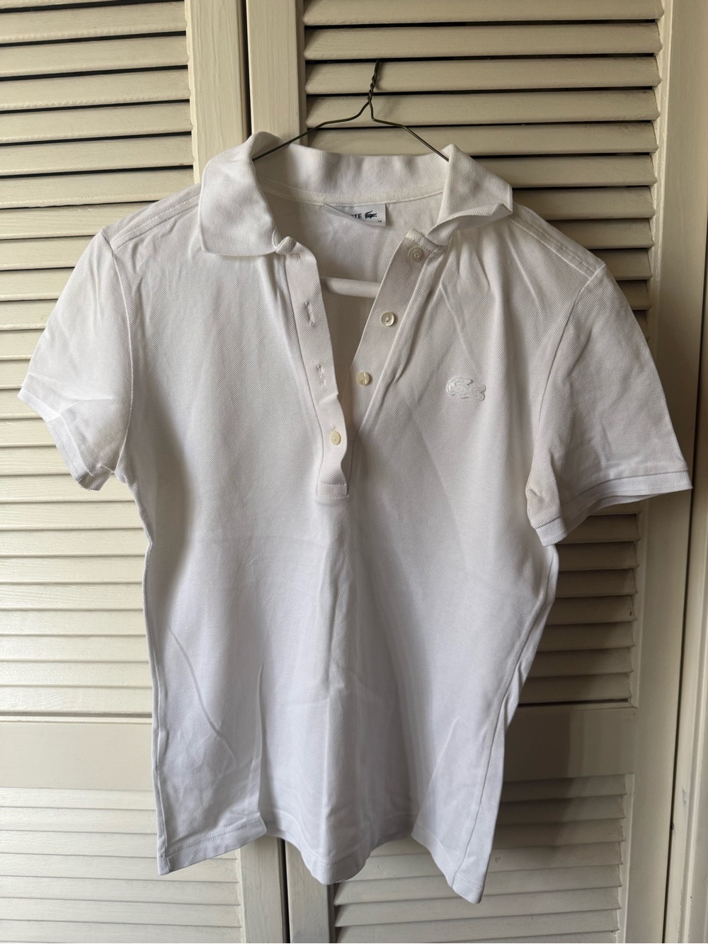 Lacoste White Short-Sleeve Cotton Polo Shirt